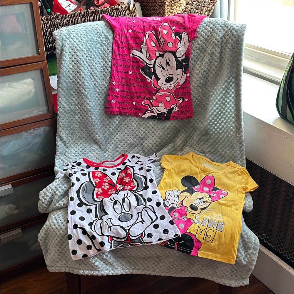 Disney Minnie Mouse KidsTops - Pink, Yellow, White(3tops) size 4 nwot